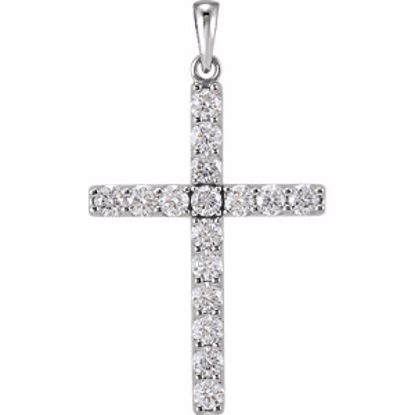 R42308:10200:P 14kt White 1 1/4 CTW Diamond Cross Pendant