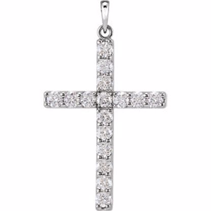 R42308:10170:P 14kt White 1 1/2 CTW Diamond Cross Pendant