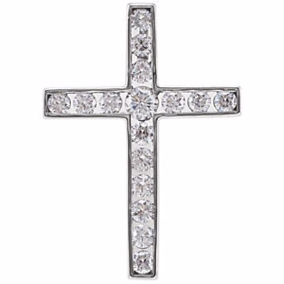 R42310:10060:P 14kt White 1/3 CTW Diamond Cross Pendant