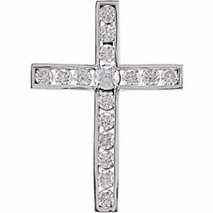 R42310:10220:P 14kt White 1/2 CTW Diamond Cross Pendant