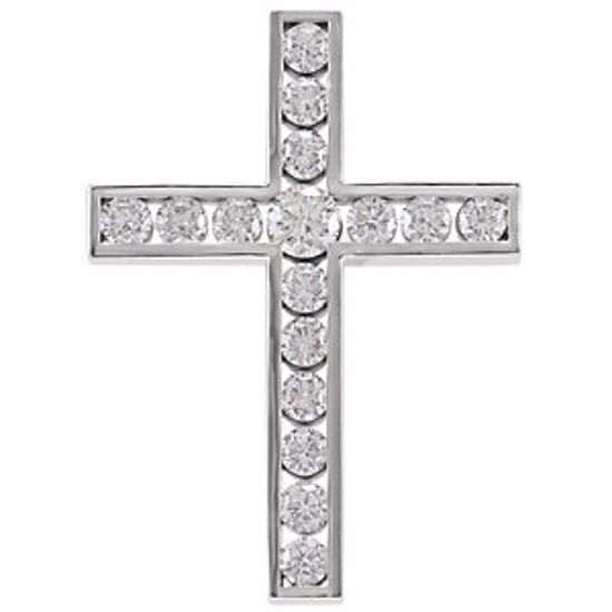 R42310:10260:P 14kt White 1 1/4 CTW Diamond Cross Pendant