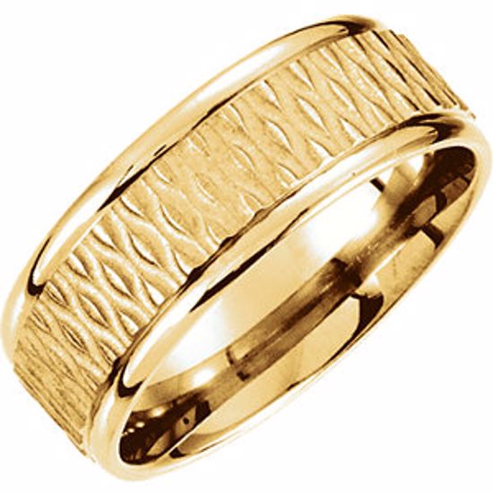 51187:101:P 14kt Yellow 8mm Fancy Patterned Carved Band Size 10