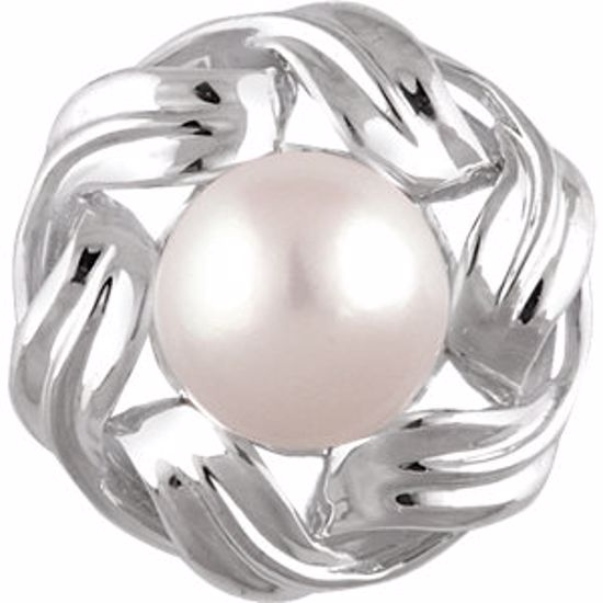 651043:101:P 14kt White 8mm Freshwater Cultured Pearl Pendant