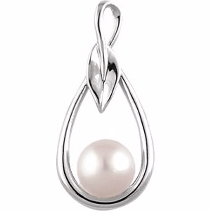 651045:101:P 14kt White 7mm Freshwater Cultured Pearl Pendant