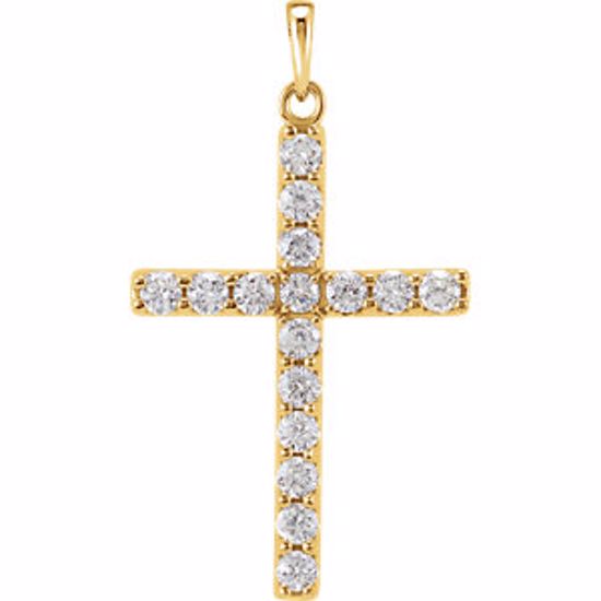 R42308:10010:P 14kt Yellow 1/3 CTW Diamond Cross Pendant