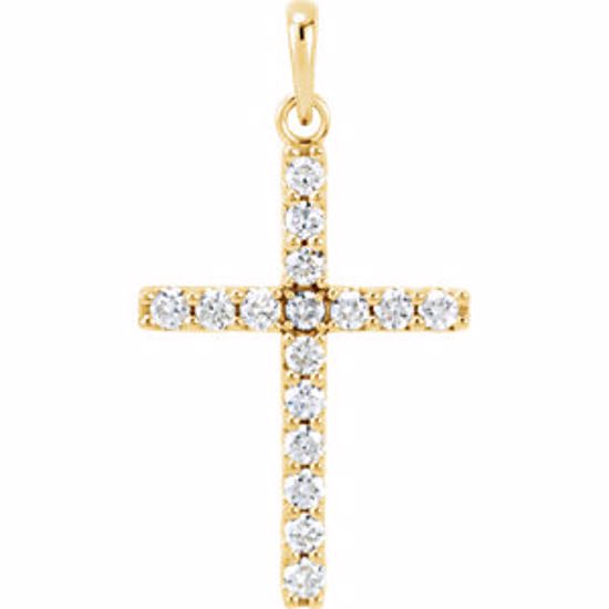 R42308:10070:P 14kt Yellow .50 CTW Diamond Cross Pendant