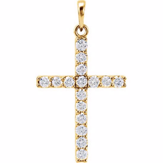 R42308:10100:P 14kt Yellow 1 CTW Diamond Cross Pendant