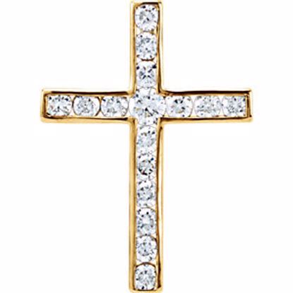 R42310:10130:P 14kt Yellow 1/4 CTW Diamond Cross Pendant