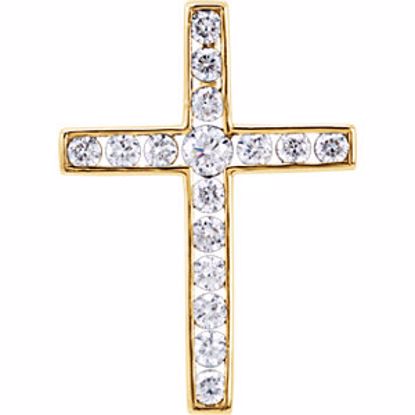 R42310:10050:P 14kt Yellow 1/3 CTW Diamond Cross Pendant