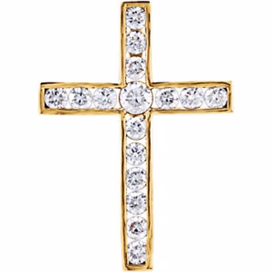 R42310:10170:P 14kt Yellow 1 CTW Diamond Cross Pendant