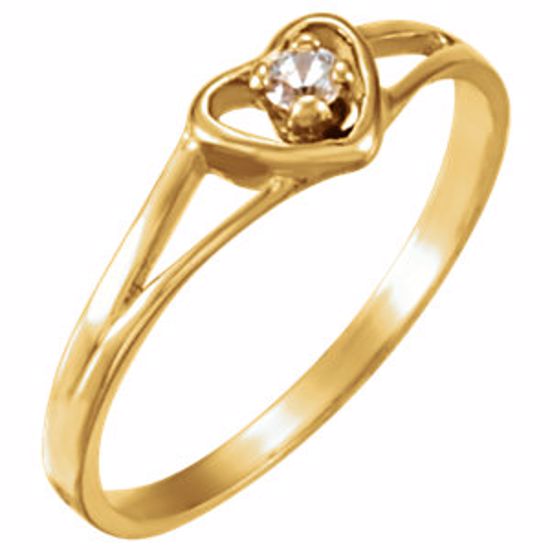 19398:1000:P 14kt Yellow Youth Cubic Zirconia Heart Ring