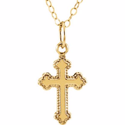 192025:1000:P 14kt Yellow 16x10mm Youth Cross 16" Necklace