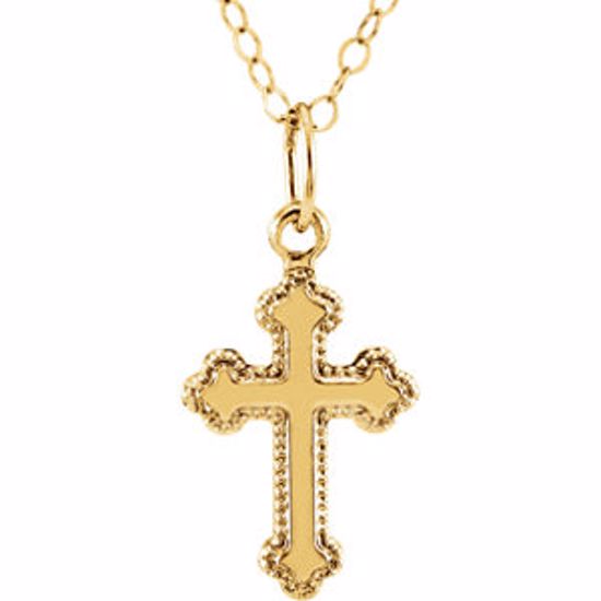 192025:1000:P 14kt Yellow 16x10mm Youth Cross 16" Necklace