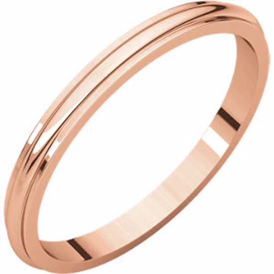 HRE9.5:102:P 14kt Rose 2mm Half Round Edge Band