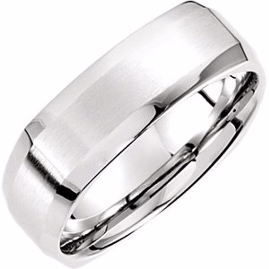 51184:2055:P 14kt White 7mm Beveled Edge Carved Band Size 5.5