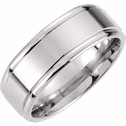 51186:136:P 14kt White 8mm Fancy Carved Band Size 11.5