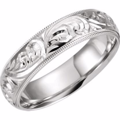 50066:145029:P 14kt White 6mm Hand Engraved Band Size 9