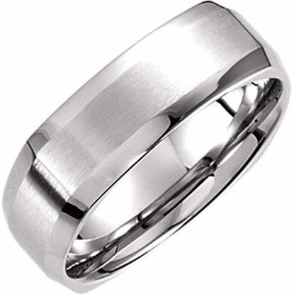51185:135:P 14kt White 7mm Beveled Edge Carved Band Size 10.5