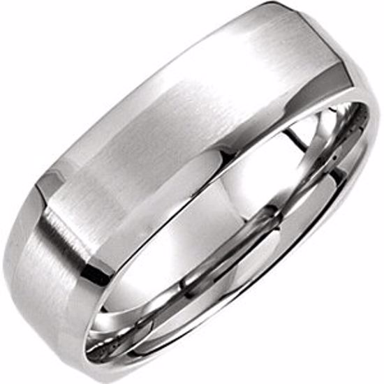 51185:140:P 14kt White 7mm Beveled Edge Carved Band Size 13