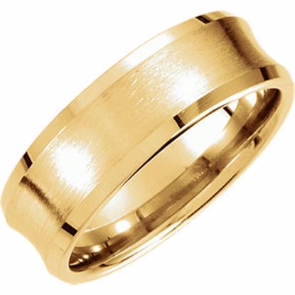 51190:211:P 14kt Yellow 7.5mm Fancy Beveled Edge Carved Band Size 8