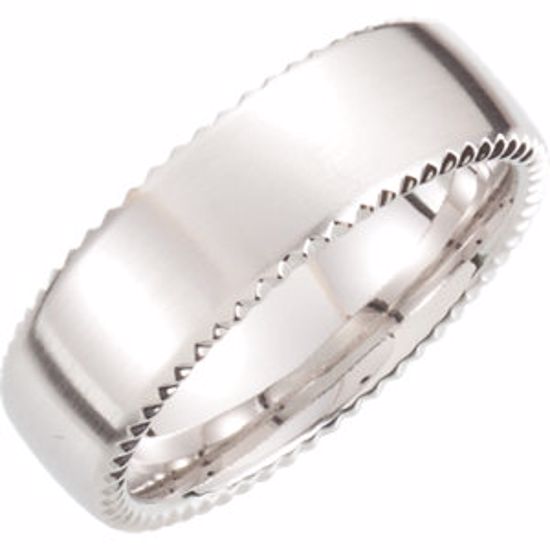 51193:206:P 14kt White  7.5mm Fancy Carved Band Size 6