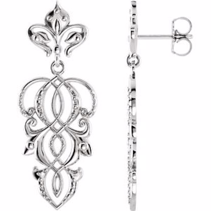 85586:2004:P 14kt White Decorative Dangle Earrings