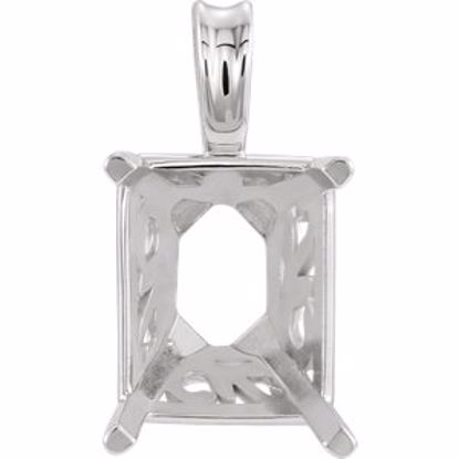 24881:1071:P Sterling Silver 14x12mm Emerald Pendant Mounting