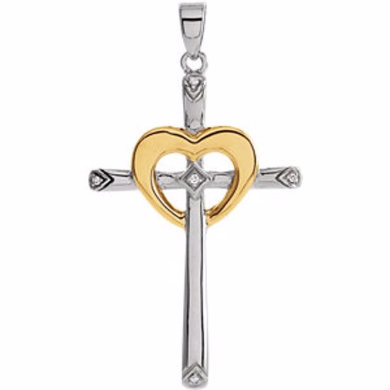 651058:100:P Sterling Silver/10kt Yellow .015 CTW Diamond Cross Pendant with Rhodium