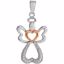 651052:100:P Sterling Silver 28x12.6mm Diamond Angel Pendant with Rose Gold Vermeil