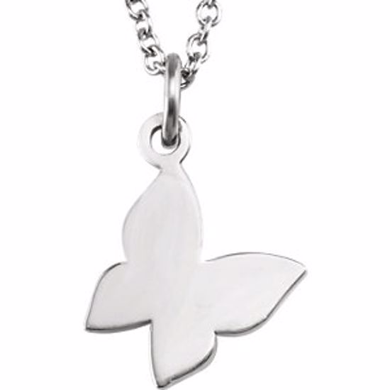 85790:1002:P 14kt White Butterfly 18" Necklace