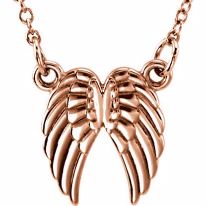 85800:1003:P 14kt Rose Angel Wings 16-18" Necklace