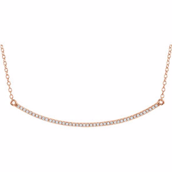 651085:60002:P 14kt Rose 1/6 CTW Diamond Bar 16-18" Necklace