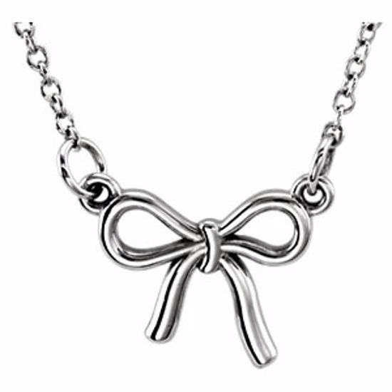 85802:1002:P 14kt White Knotted Bow 18" Necklace