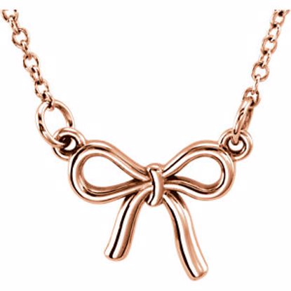 85802:1003:P 14kt Rose Knotted Bow 18" Necklace