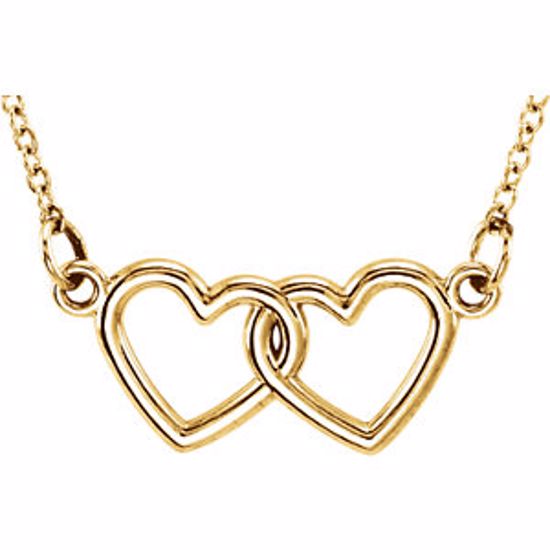 85792:1001:P 14kt Yellow Double Heart 18" Necklace