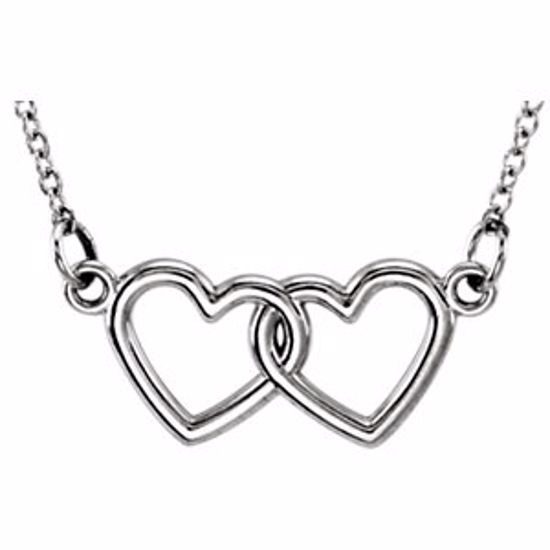 85792:1002:P 14kt White Double Heart 18" Necklace