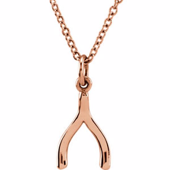 85801:1003:P 14kt Rose Wishbone 18" Necklace