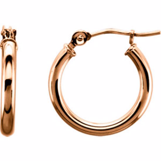 20270:6004:P 14kt Rose 15mm Hoop Earrings