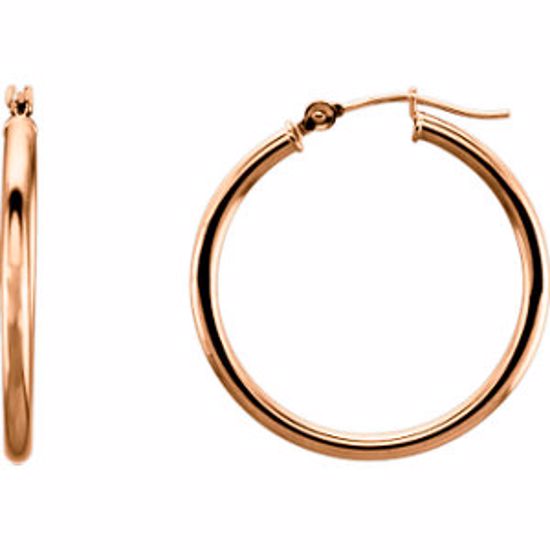 20270:6006:P 14kt Rose 25mm Hoop Earrings