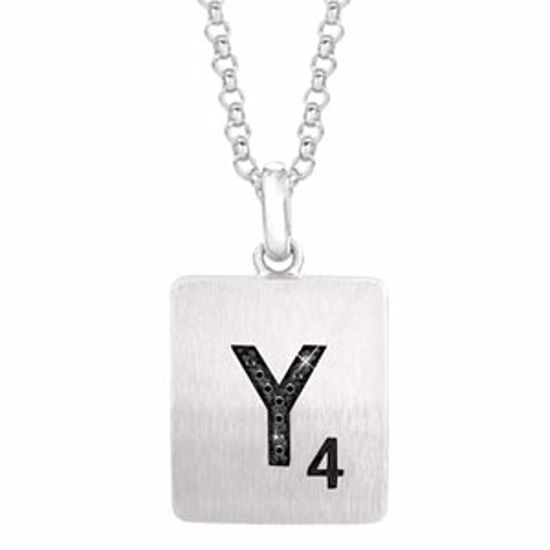 651121:103:P Sterling Silver .025 CTW Black Diamond Letter "Y" 18" Necklace