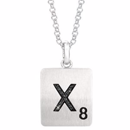 651121:105:P Sterling Silver .03 CTW Black Diamond Letter "X" 18" Necklace