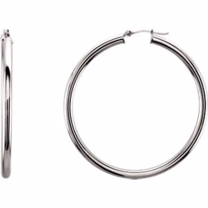 20826:6000:P 14kt White 48mm Tube Hoop Earrings