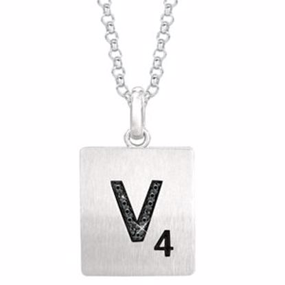 651121:109:P Sterling Silver .03 CTW Black Diamond Letter "V" 18" Necklace