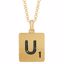651121:110:P Gold Plated Sterling Silver .04 CTW Black Diamond Letter "U" 18" Necklace