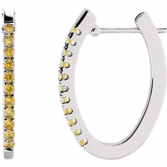 61494:70000:P 14kt White 20x14.5mm Yellow Sapphire Hoop Earrings 