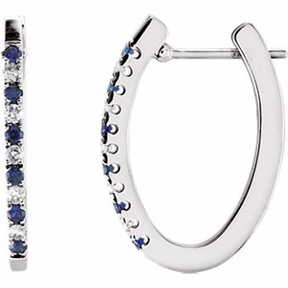 61494:70006:P 14kt White 1/5 CTW Sapphire & Diamond Hoop Earrings 