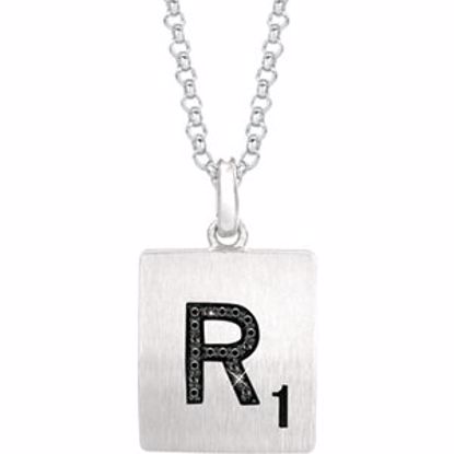 651121:117:P Sterling Silver .05 CTW Black Diamond Letter "R" 18" Necklace