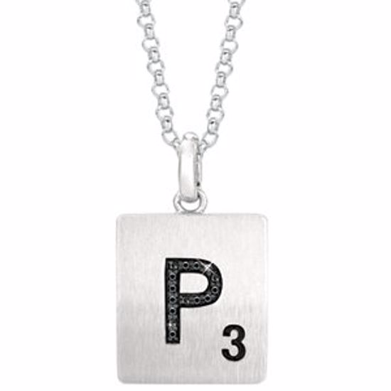 651121:121:P Sterling Silver .04 CTW Black Diamond Letter "P" 18" Necklace