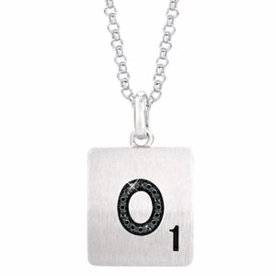 651121:123:P Sterling Silver .04 CTW Black Diamond Letter "O" 18" Necklace