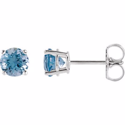 1874:70001:P 14kt White 5mm Round Aquamarine Earrings